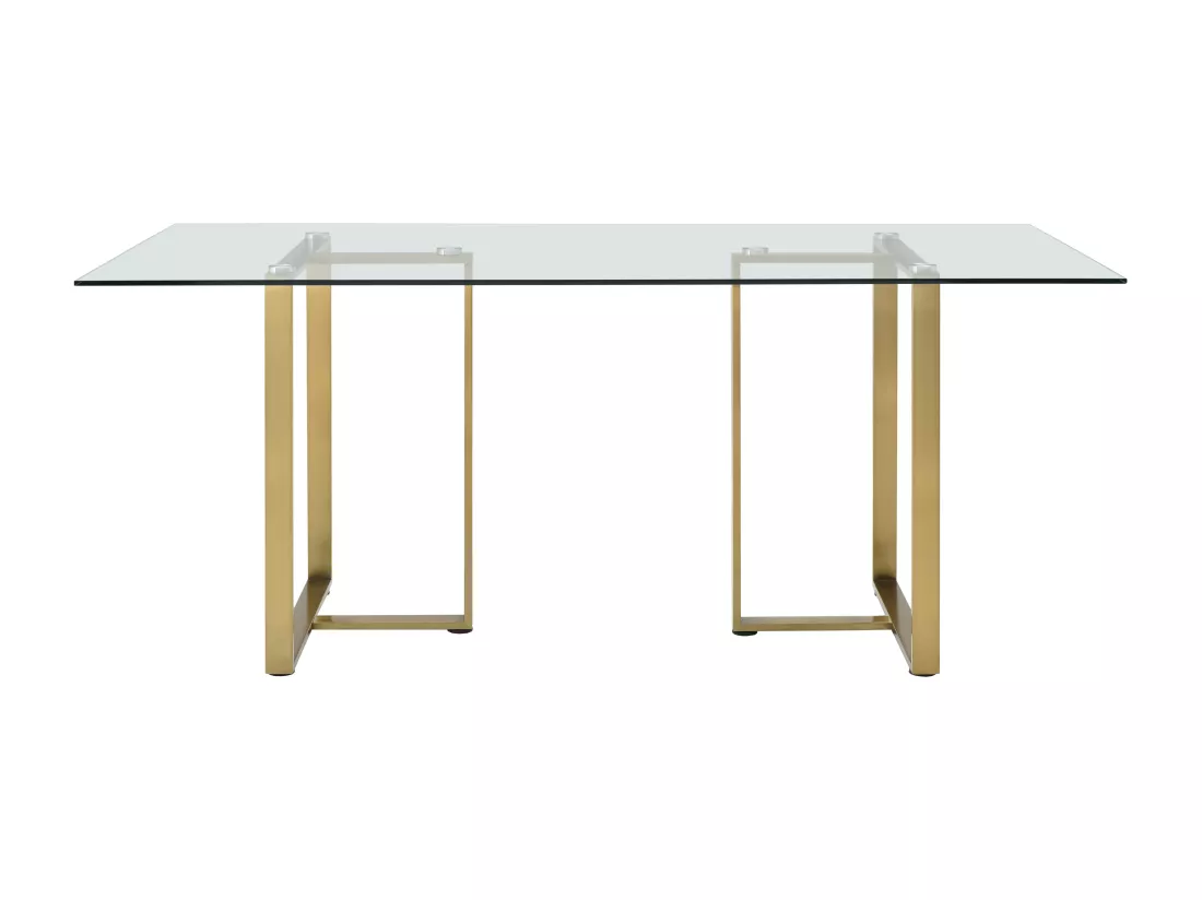 Table à manger 6 personnes en verre trempé et acier inoxydable - Transparent et doré - NILESA II de Pascal Morabito