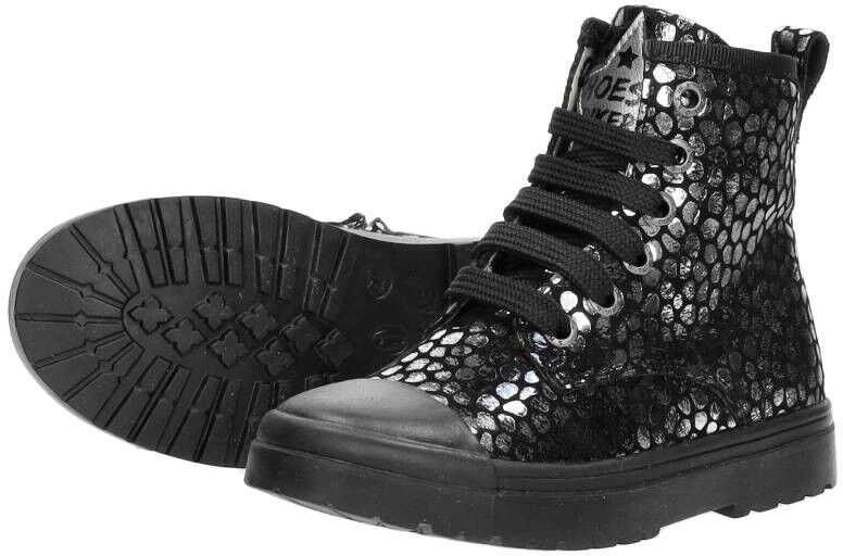Shoesme Veterschoen hoog zilver