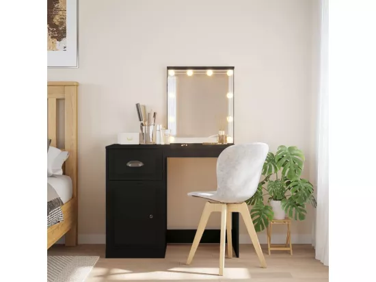 Coiffeuse avec lumières LED noir 90x42x132,5cm