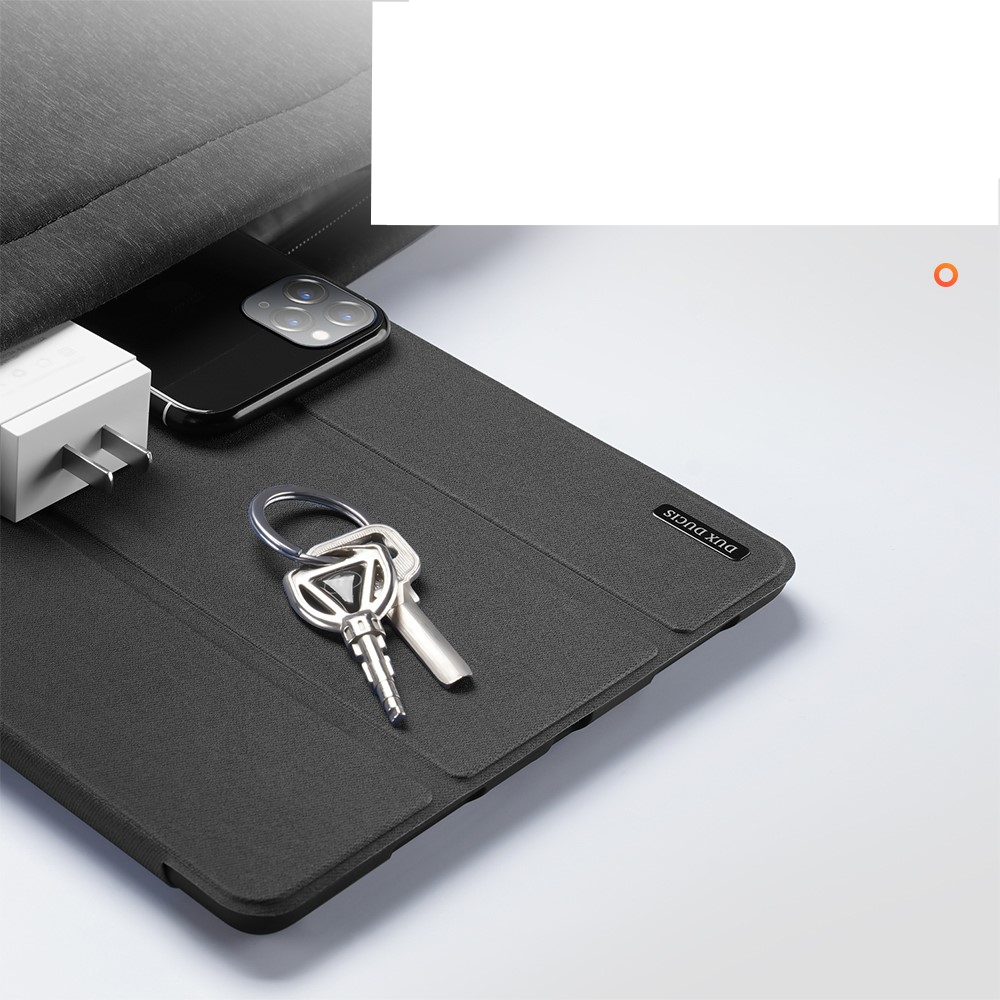 iPad Mini 7 (2024) / Mini 6 (2021) Tasche Smart Cover Hülle Stoff Design mit Apple Pencil Halterung - Schwarz
