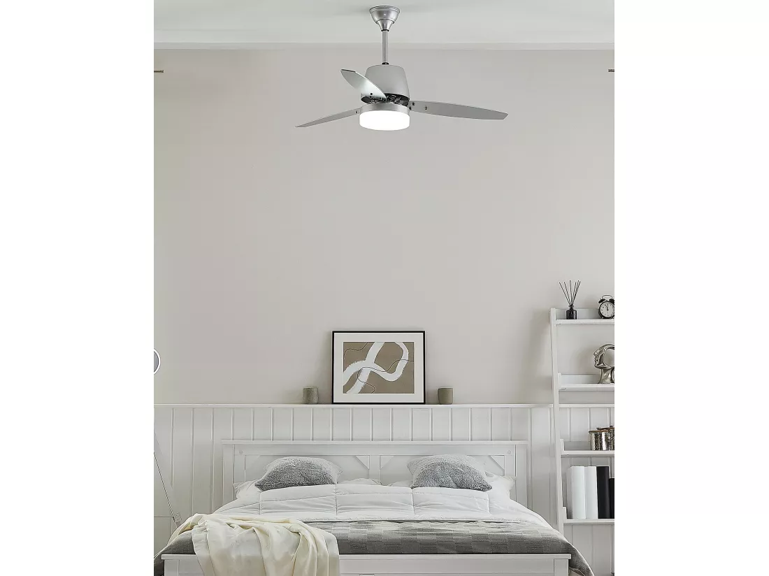 Ventilateur de plafond avec lampe MLAVA Avec télécommande Argenté