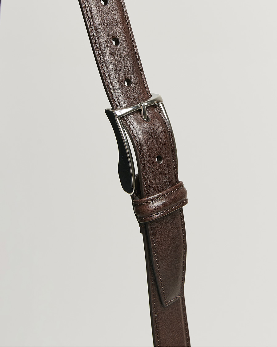 Anderson's Structure Leather Suit Belt 3 cm Dark Brown