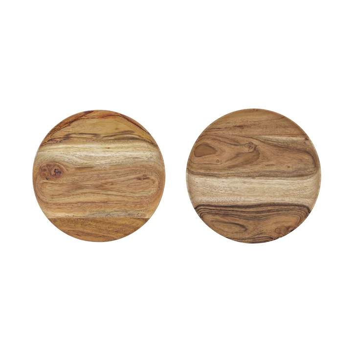House Doctor - Wood Tablett, Ø 17,5 cm, Akazie (2er-Set)