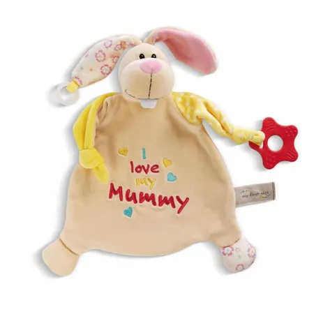 NICI Schmusetuch Hase mit Beißring und Schnullerbefestigung