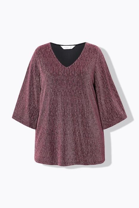 T-Shirt, A-Linie, Glitzer-Effekt, 3/4-Ärmel