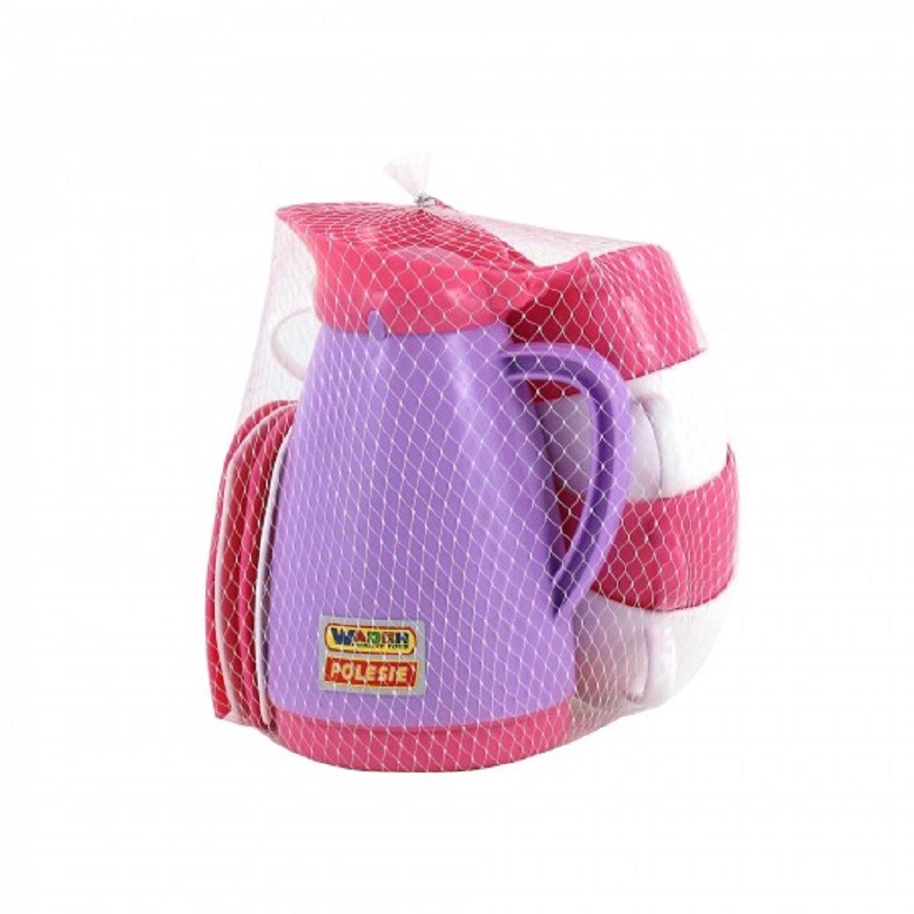 Polesie Spielzeug Geschirr 40626, 16-teiliges Kaffee-Set Teller, Tassen, Besteck