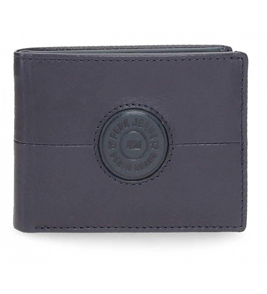 Carteira de couro Pepe Jeans Cracker azul marinho