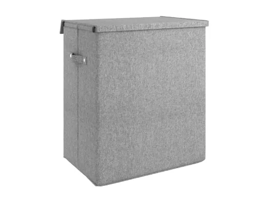 Panier à linge pliable Gris 51x34,5x59 Tissu en faux lin