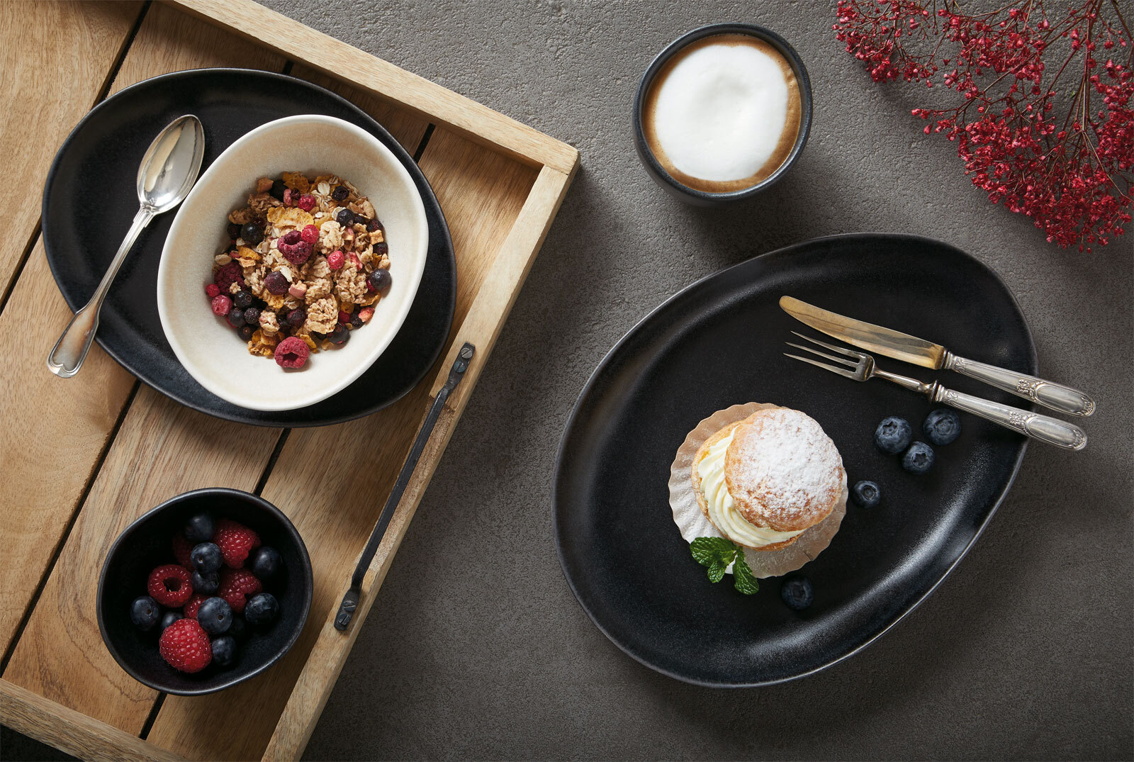 CreaTable Speiseteller PIETRA Keramik schwarz