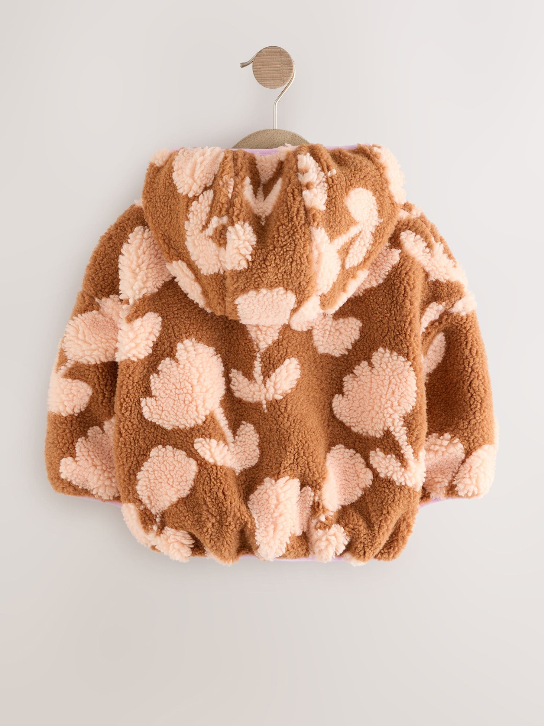 Bruine bloemenprint - Fleece met ritssluiting (3mnd-7jr)