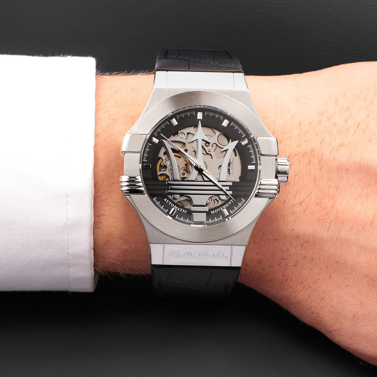 Montre MASERATI homme automatique acier bracelet cuir noir
