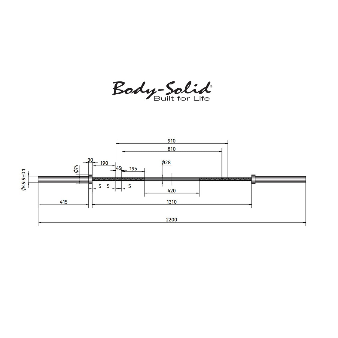 BODYSOLID Barre Crosstraining 220 cm 20 kg Homme