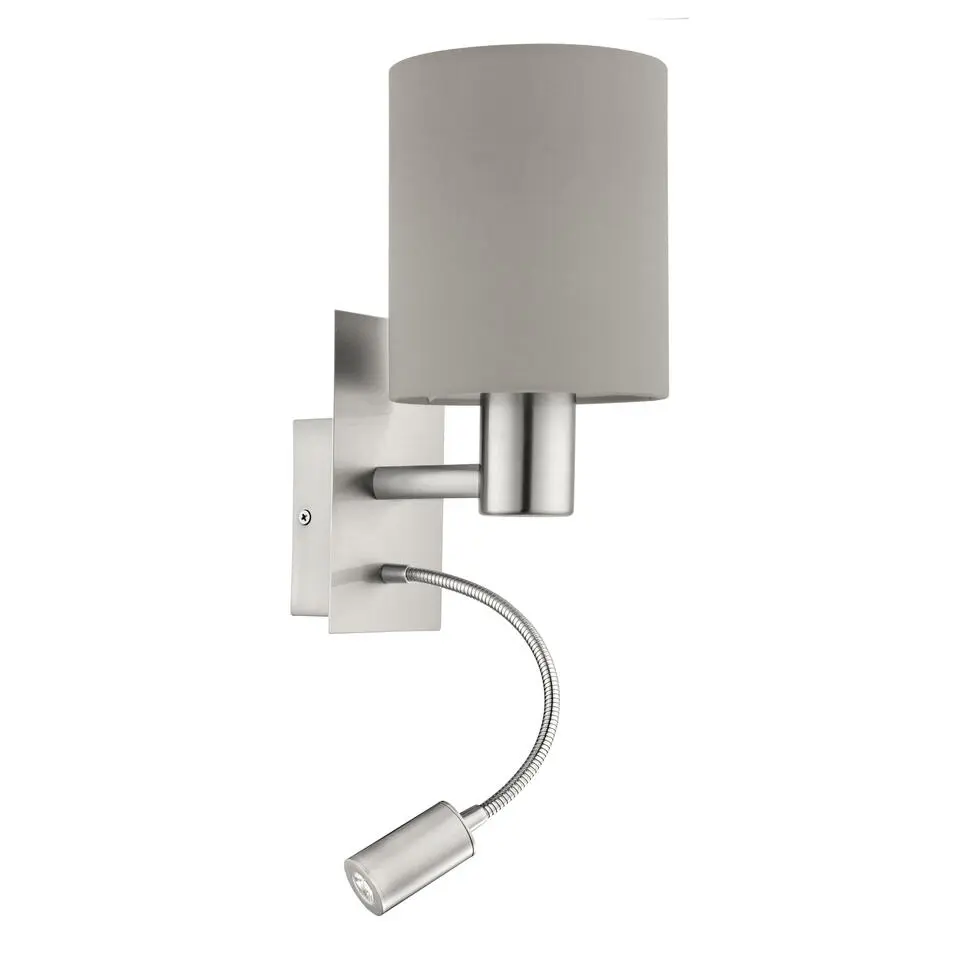 EGLOPasteri-wandlamp-E27-taupe/nickel-mat