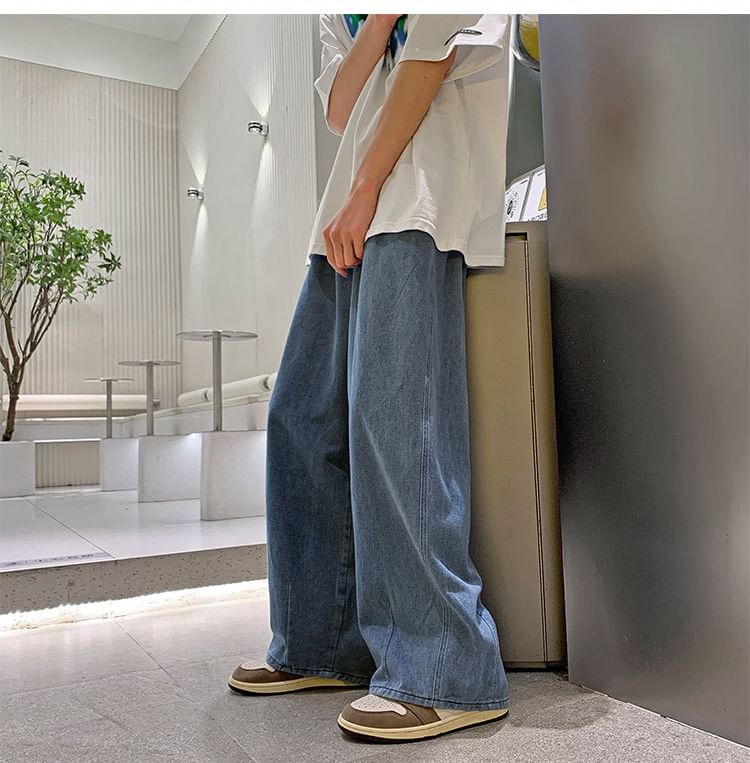 Sinlarity - Mid Rise Wide Leg Jeans