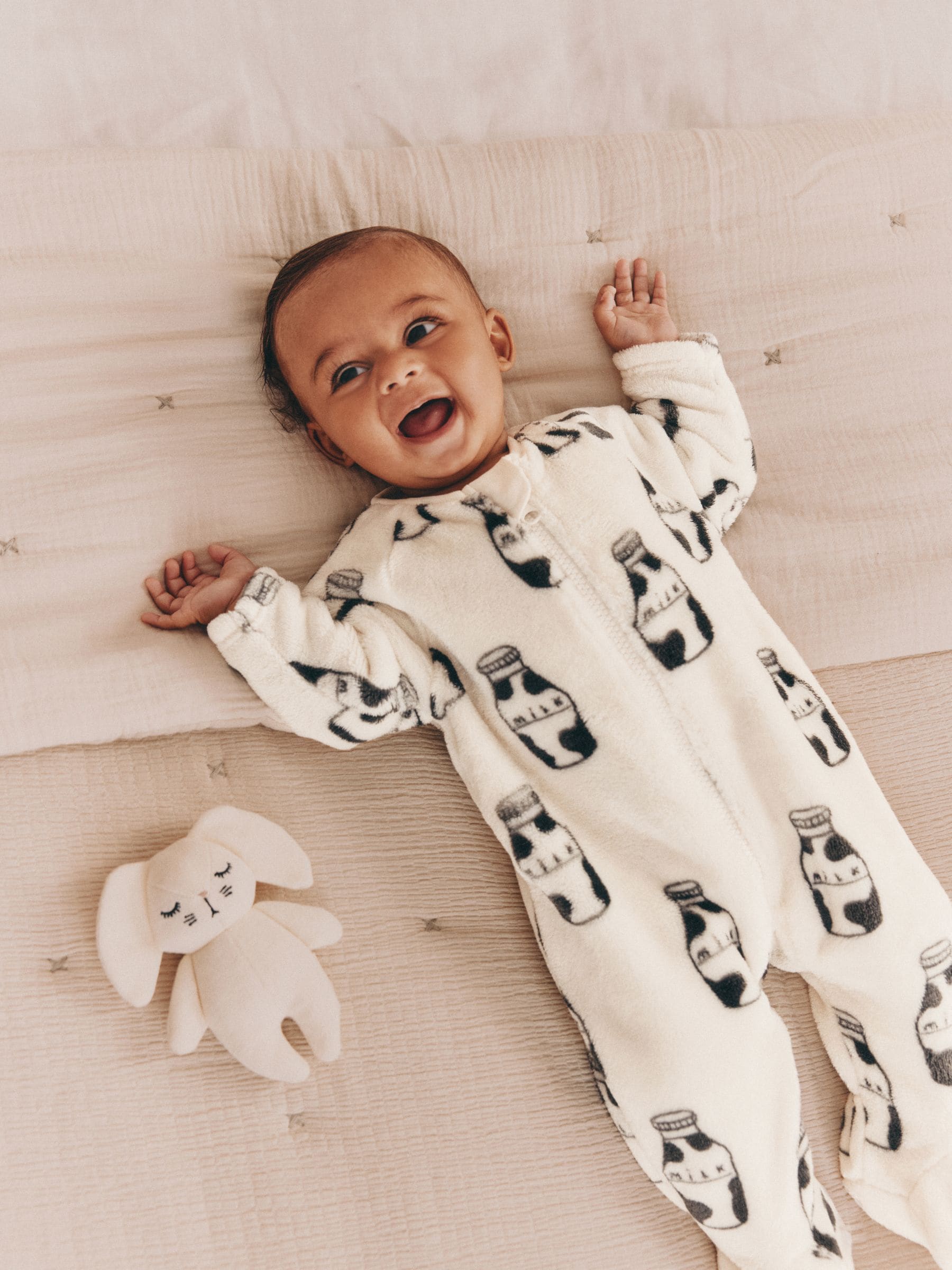 Wit - Fleece babypyjama