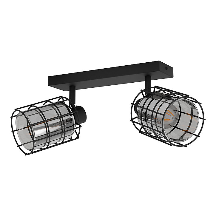 Réglette spot 2 lumières E27 40W Eglo Consaca noir L.34 x H.20.5 cm