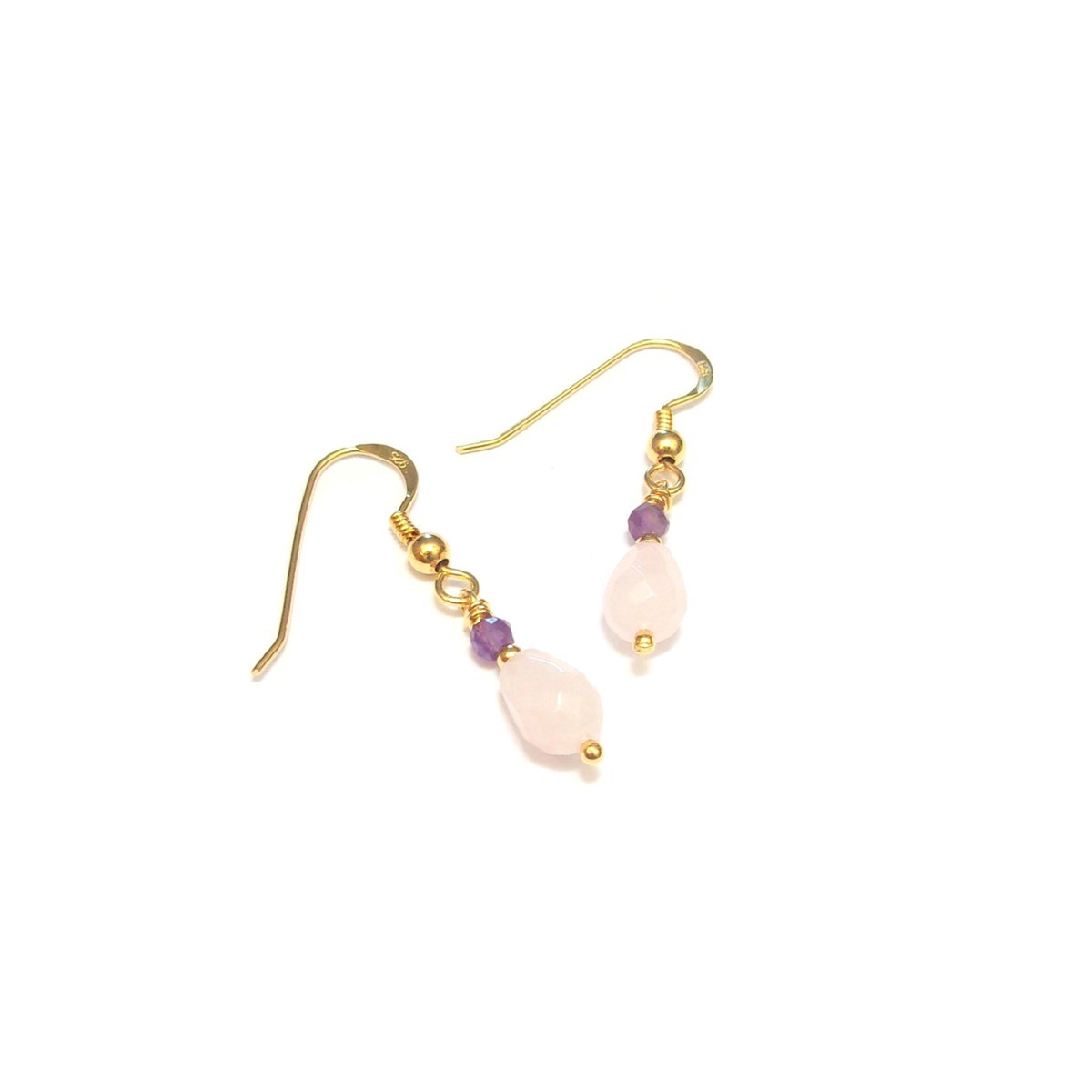 Boucles d'oreille Quartz Rose  et Améthyste