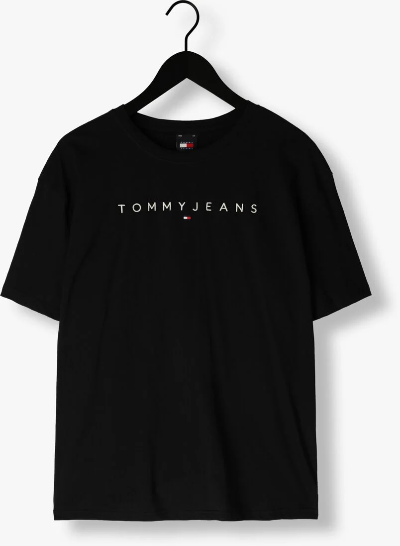 TOMMY JEANS zwarte tommy jeans t-shirt tjm reg linear logo tee ext