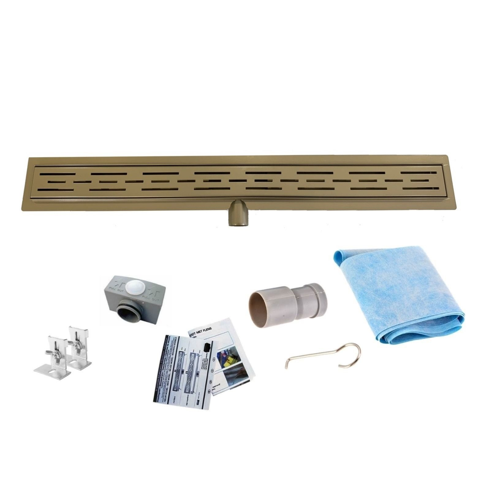 Mueller Basic douchegoot met flens 120x7cm goud messing