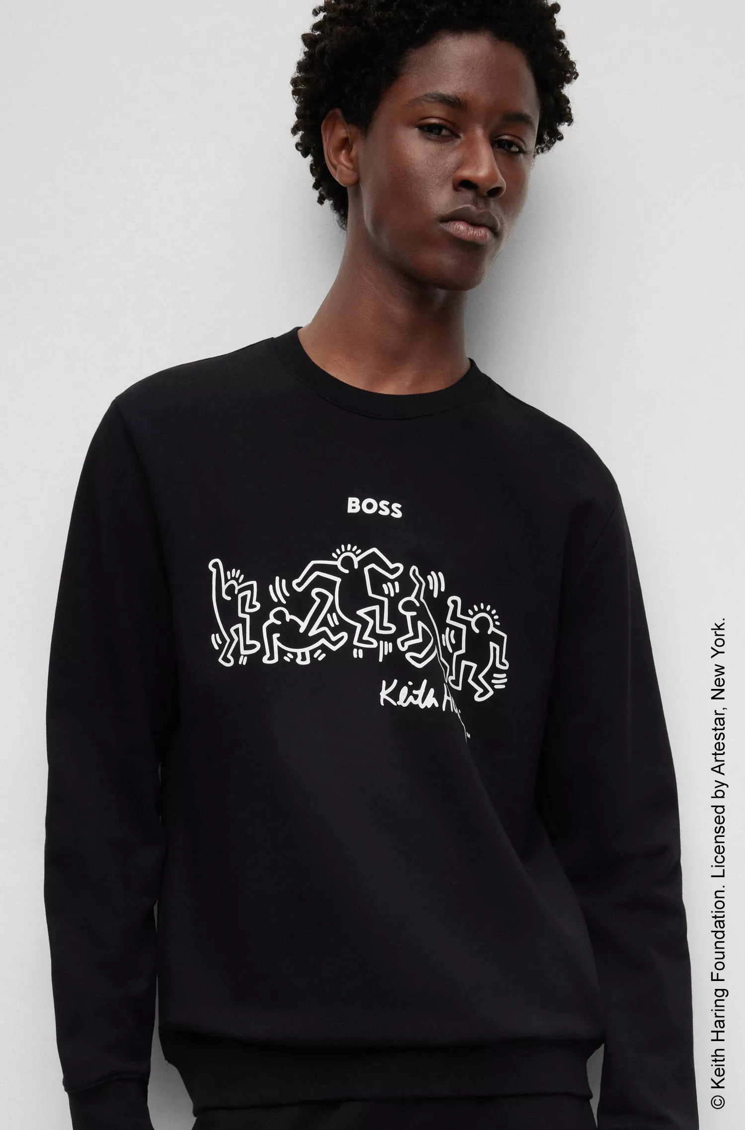 Moletom BOSS Black-BOSS x Keith Haring unissex em algodão misto com estampa exclusiva.