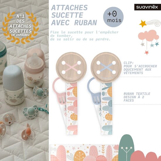 Attache-sucette ruban   Dreams Bleu        de               Suavinex