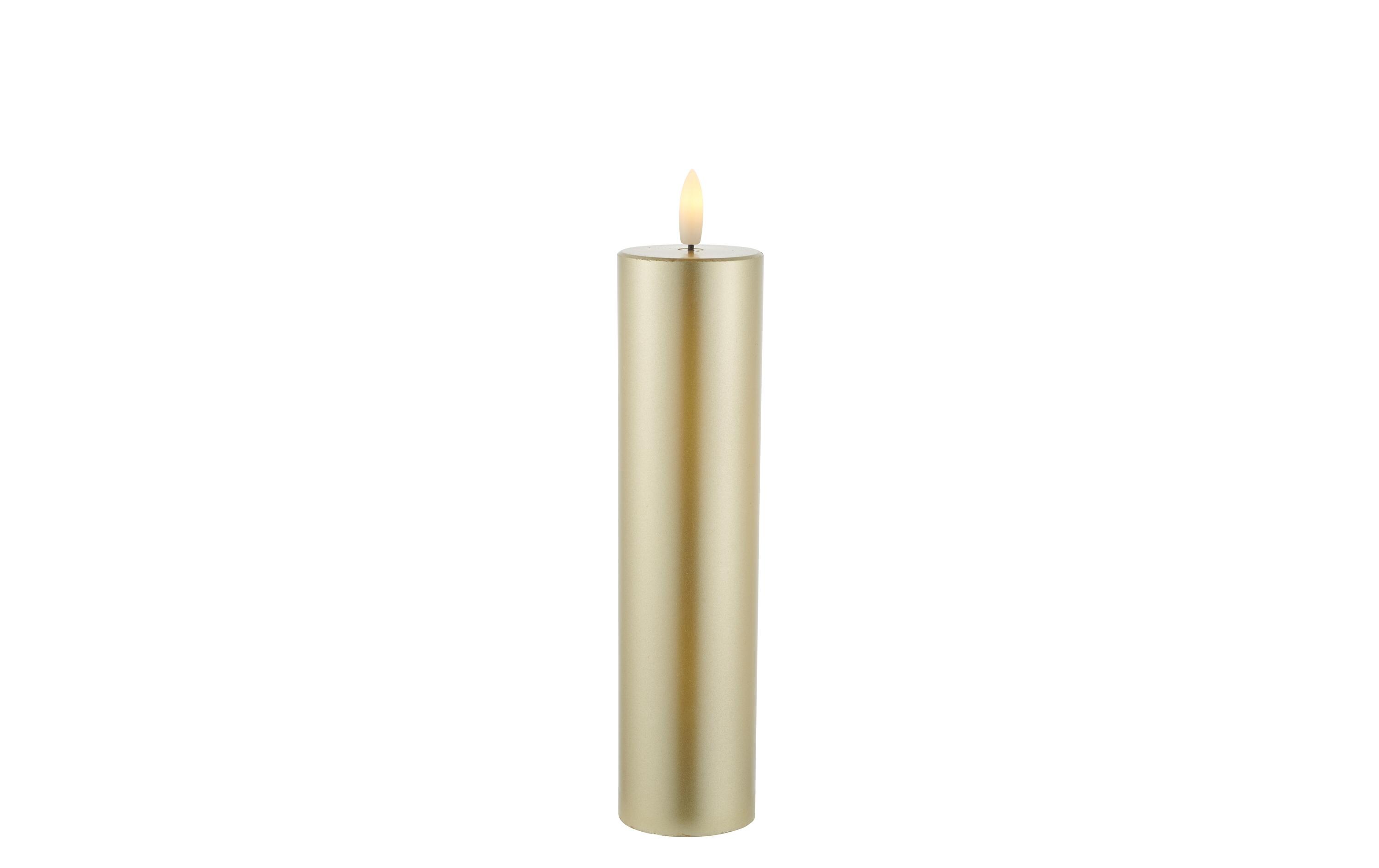 LED-Kerze Sille Exclusive, Ø 5 x 20 cm, GoldLED-Kerze mit beweglicher Flamme