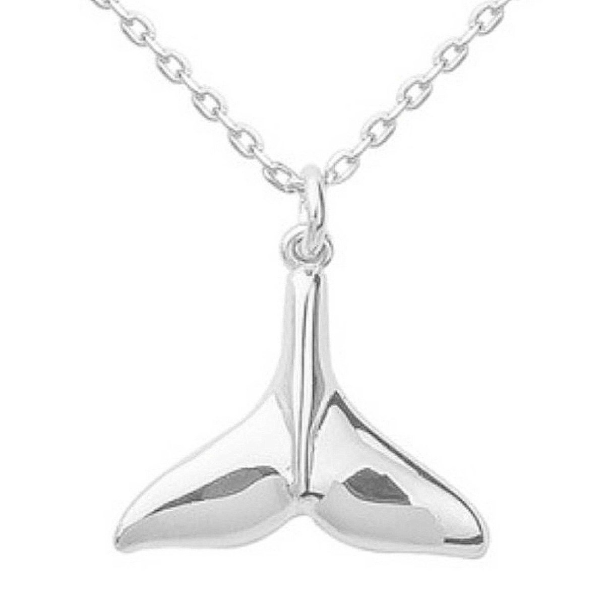 Collier homme femme enfant pendentif queue de baleine en argent 925°/00 - 42cm