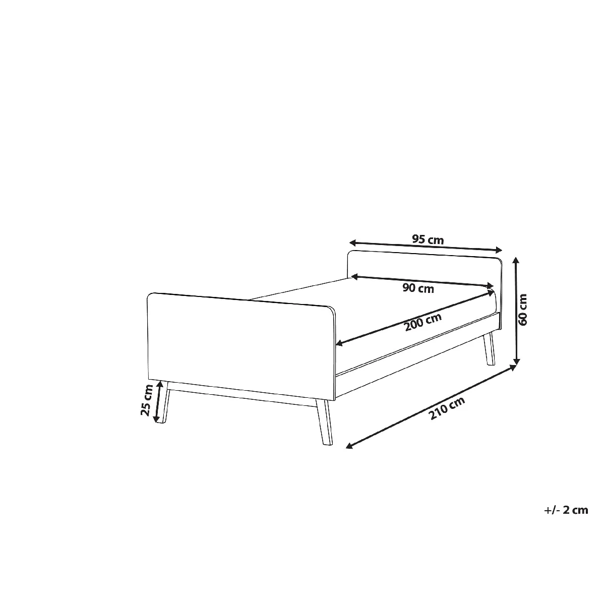 Beliani Lit avec sommier BONNAC 90 x 200 cm Bois Bleu clair