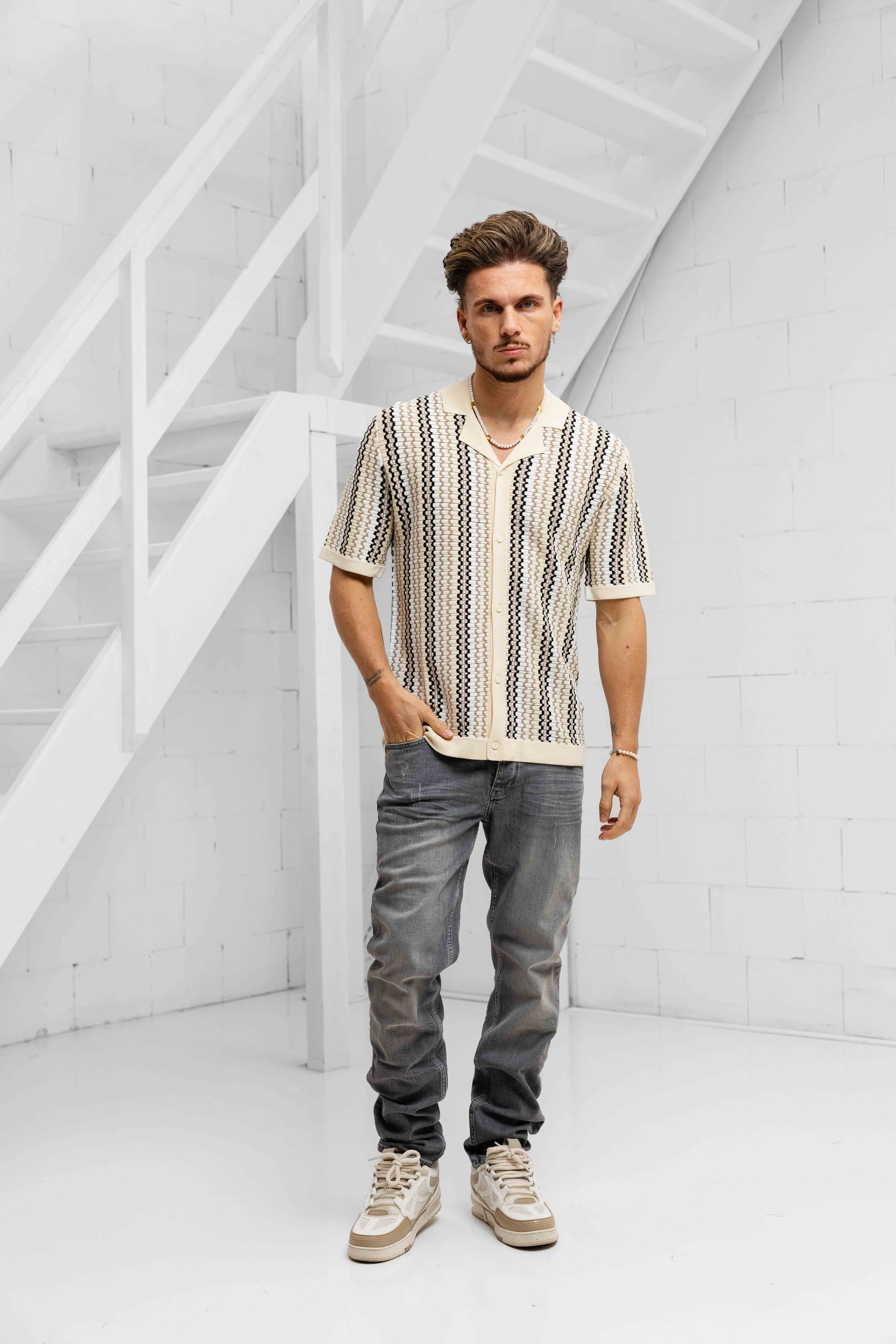 Pure Path Knitted T-Shirt Heren Beige