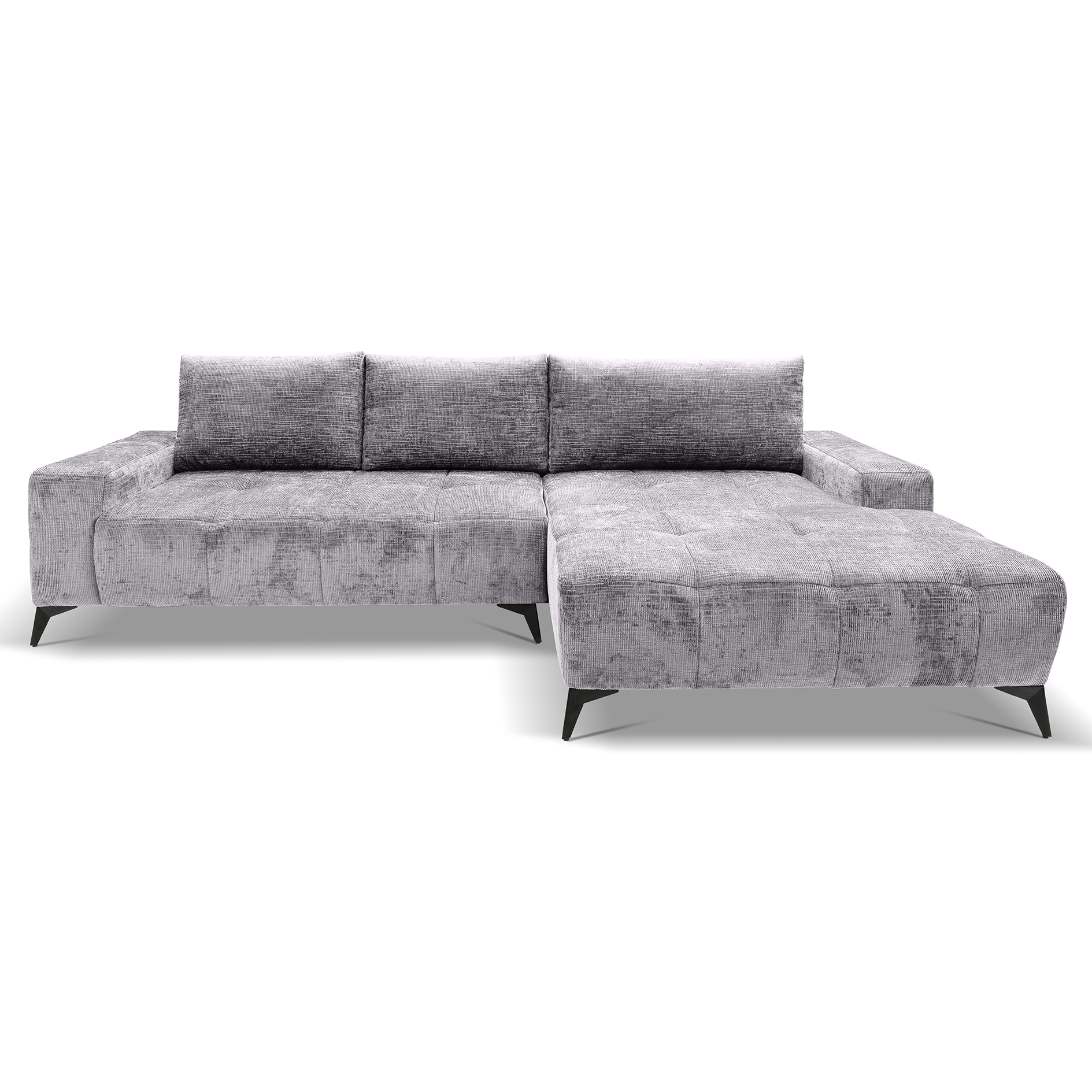 Ecksofa - ash - Liegefunktion - Staukasten - Longchair rechts