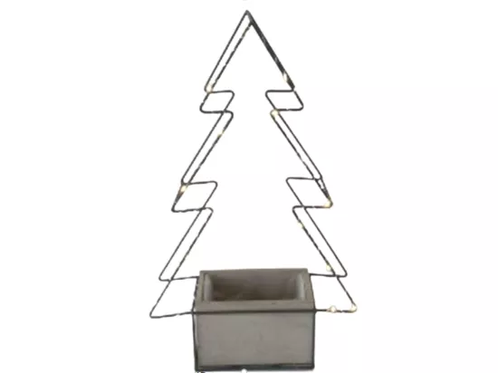 Jardinière sapin de Noël décoration bois métal marron 30.5x18x50cm