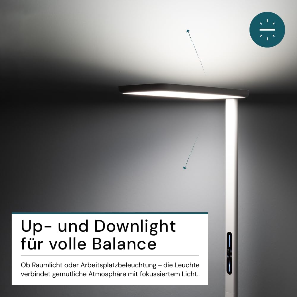 LUXULA LED Büro Stehleuchte, dimmbar, CRI>98 Vollspektrum, UGR