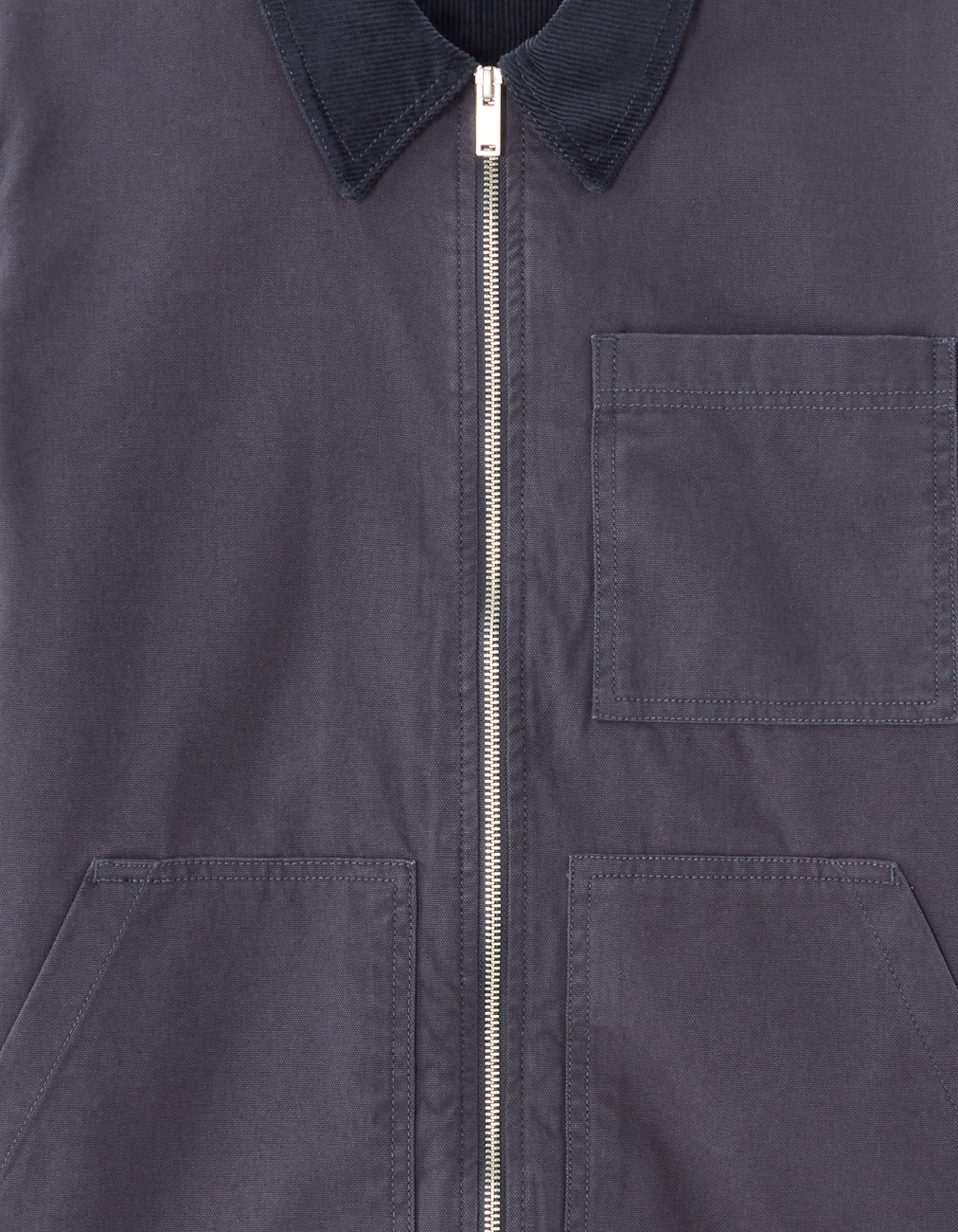 Blouson 100% coton col contrasté - marine