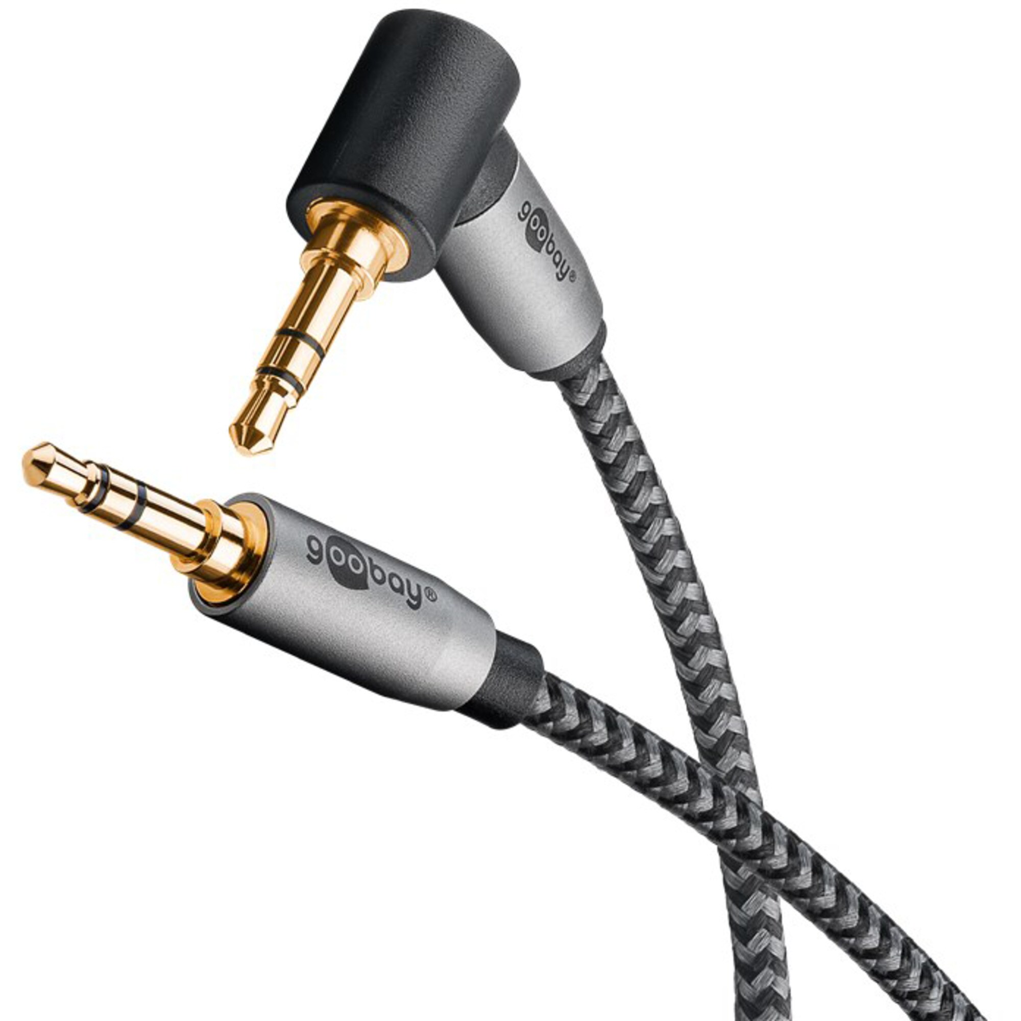 goobay Kabel Plus Audio Verbindungskabel AUX 3,5mm stereo, 90°