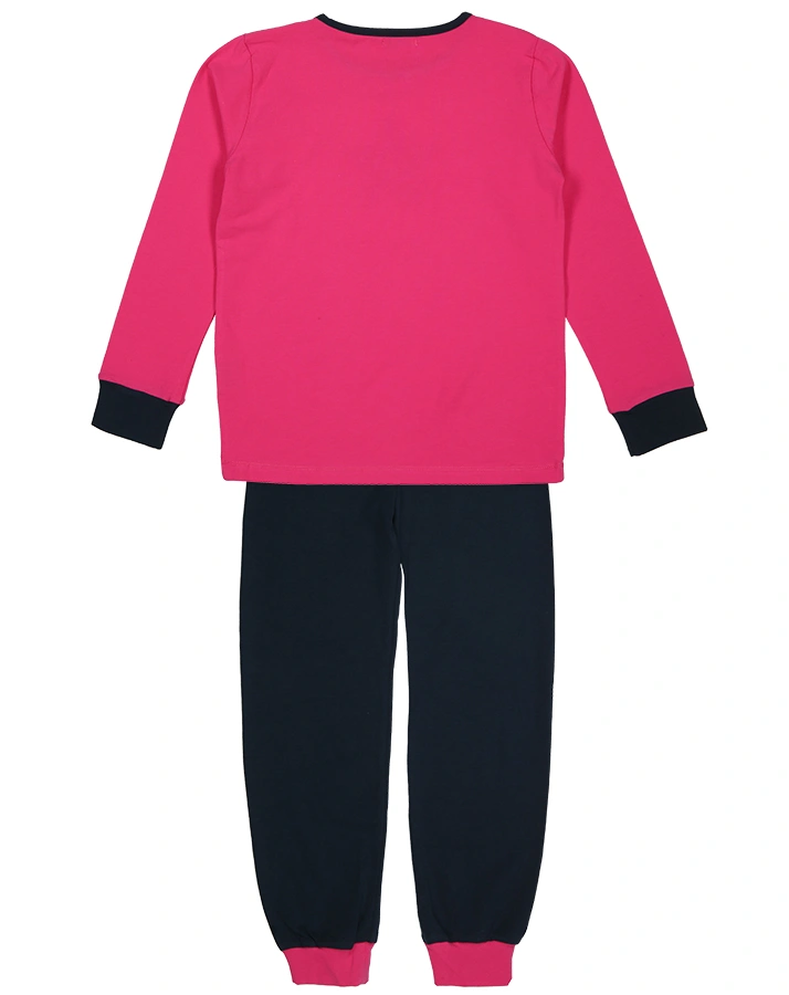 Schlafanzug BLAUER STERN lang in pink/dunkelblau
