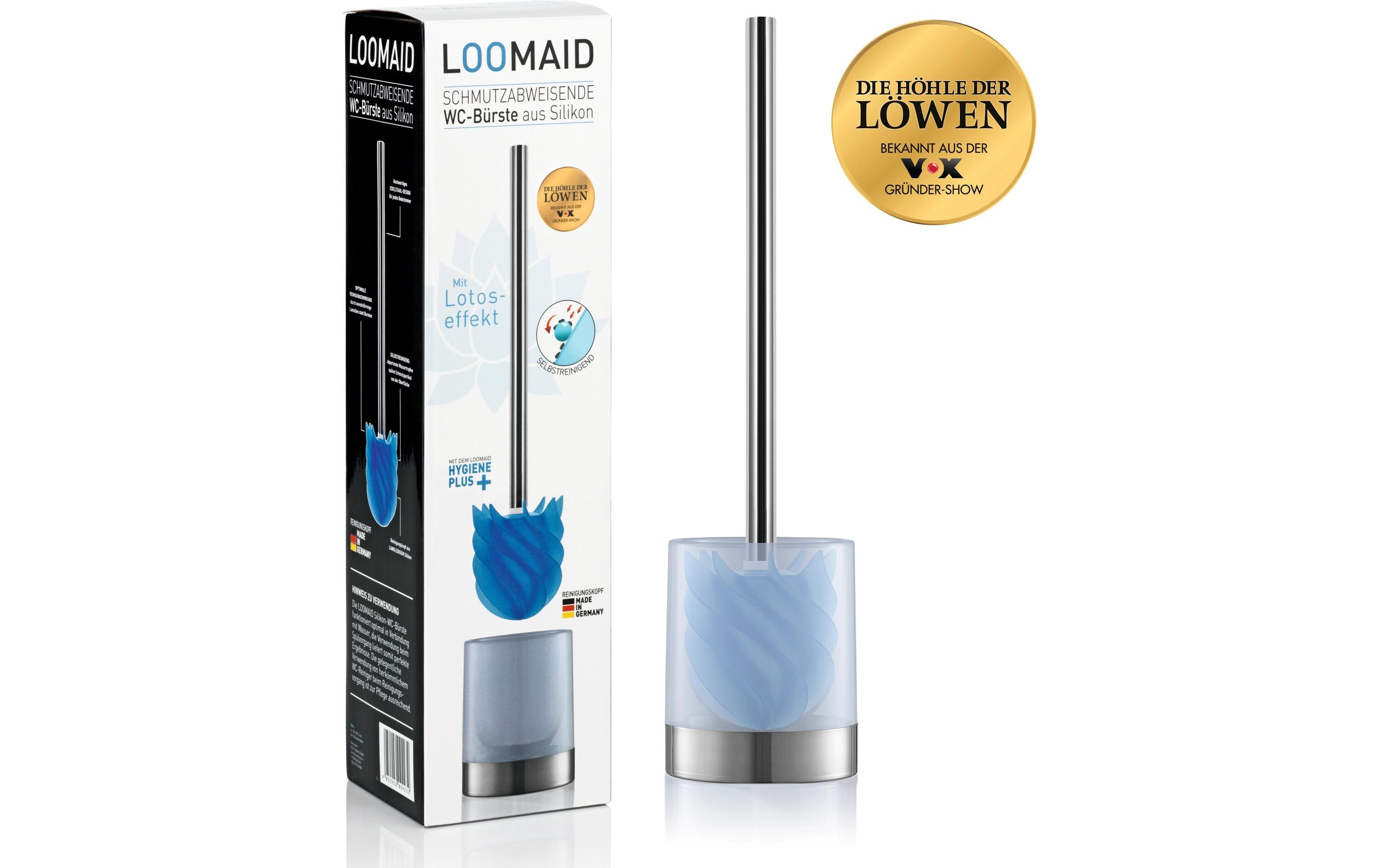 Toilettenbürste LOOMAID aus Silikon, Blau, schmutzabweisendSilikon WC-Bürste
