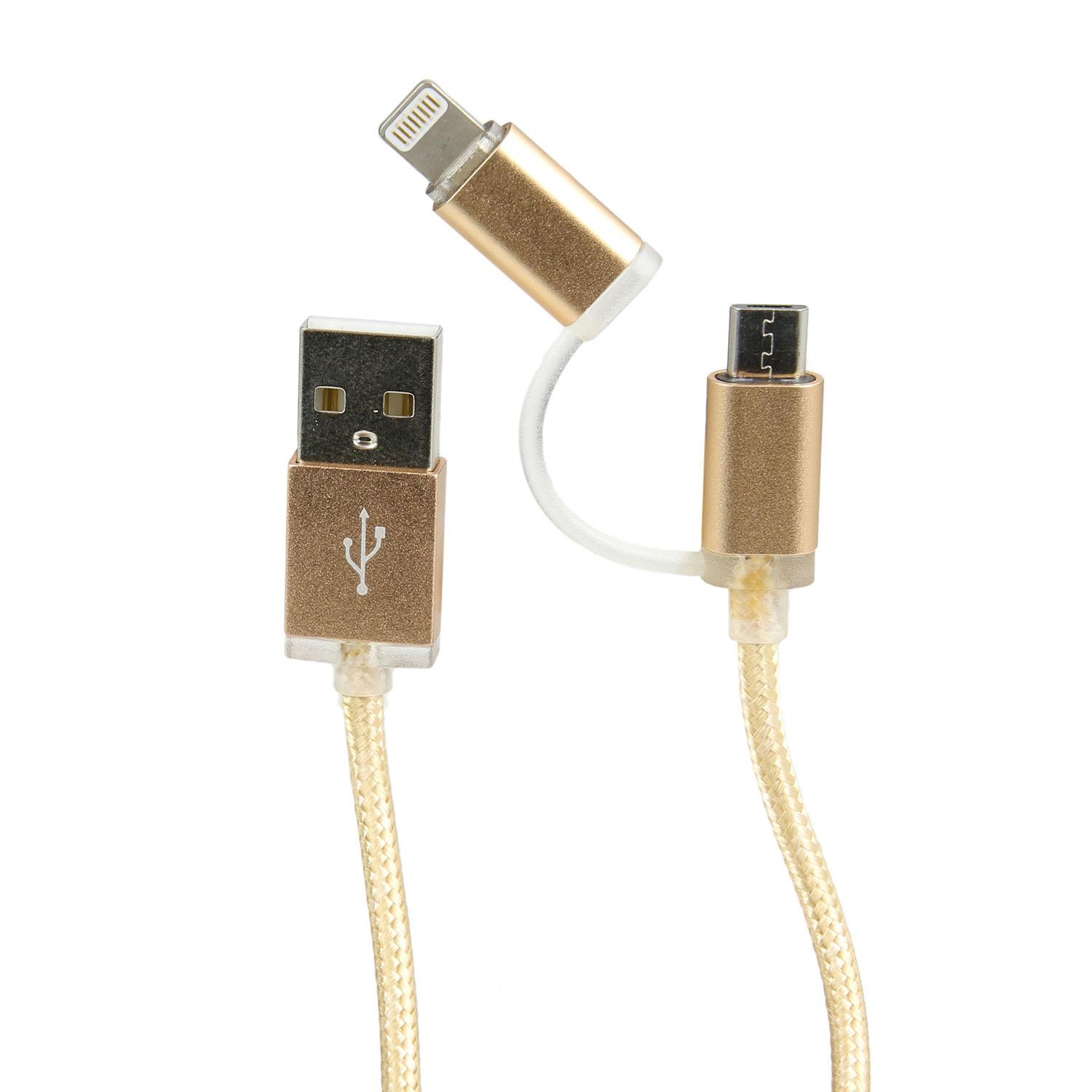 CABLE TRESSE 2 EN 1 MICRO USB TYPE C