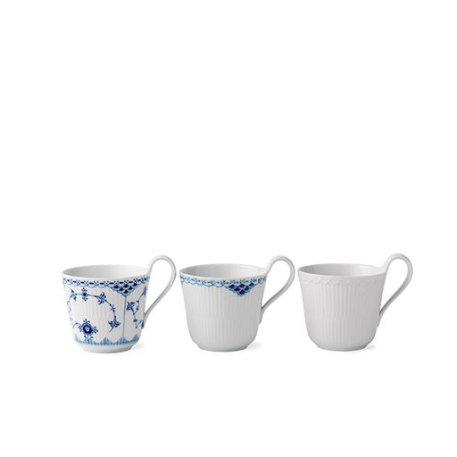 Royal Copenhagen History Mix 3-pak Højhankskop, 33 cl