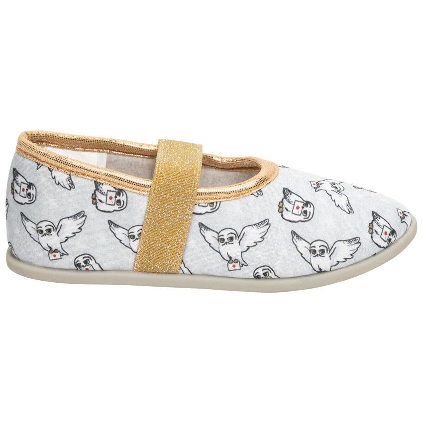 Chaussons babies pour fille imprimés Hedwige Harry Potter - Gris chiné