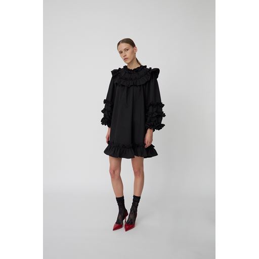 Stella Nova Light Weight Mini Frill Kjole, Black, 40