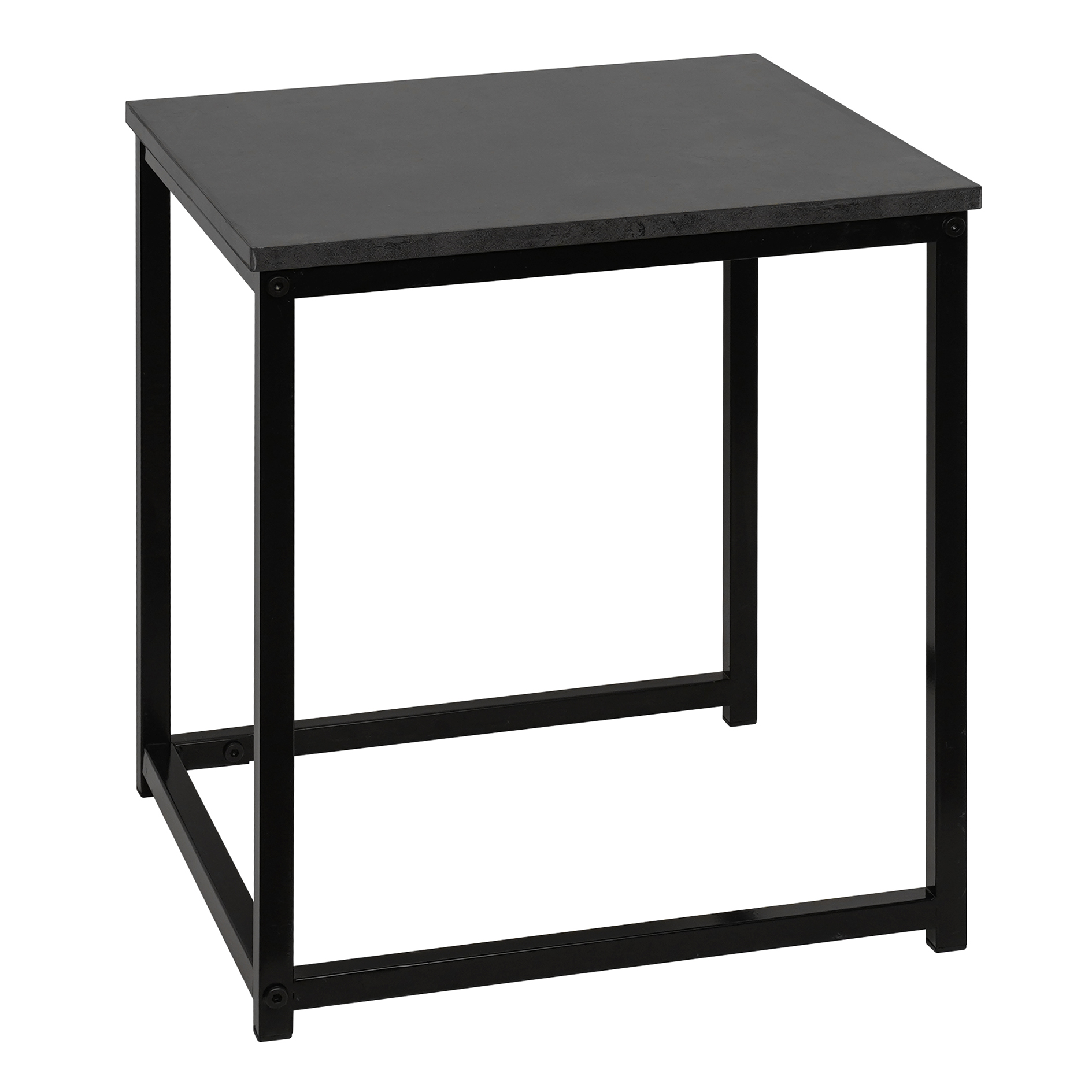 3er-Set Beistelltische - Betonoptik - schwarz - quadratisch