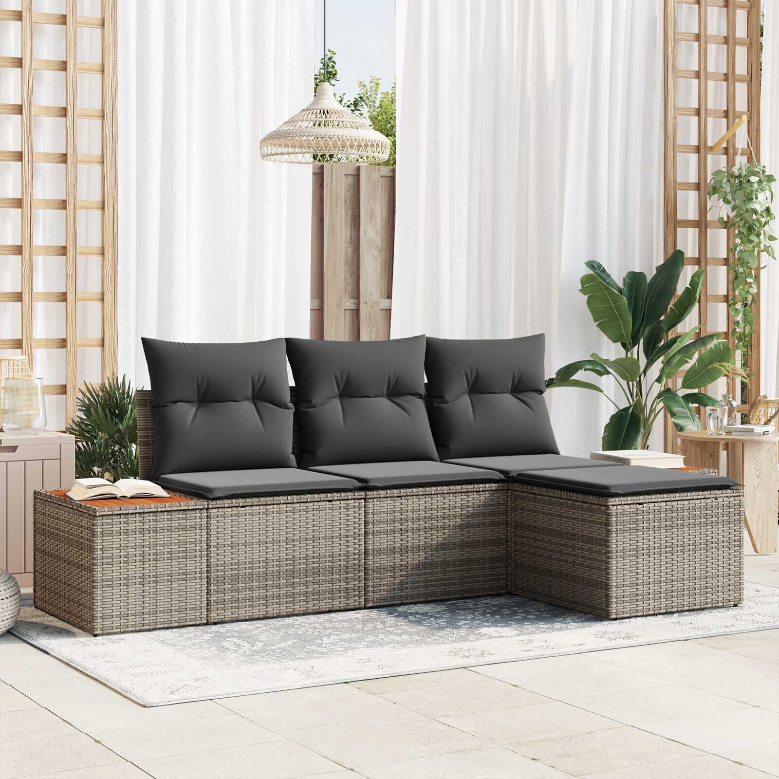 vidaXL met kussen Verstelbaar 4 stuks Grijs 239 x 117 x 37 cm