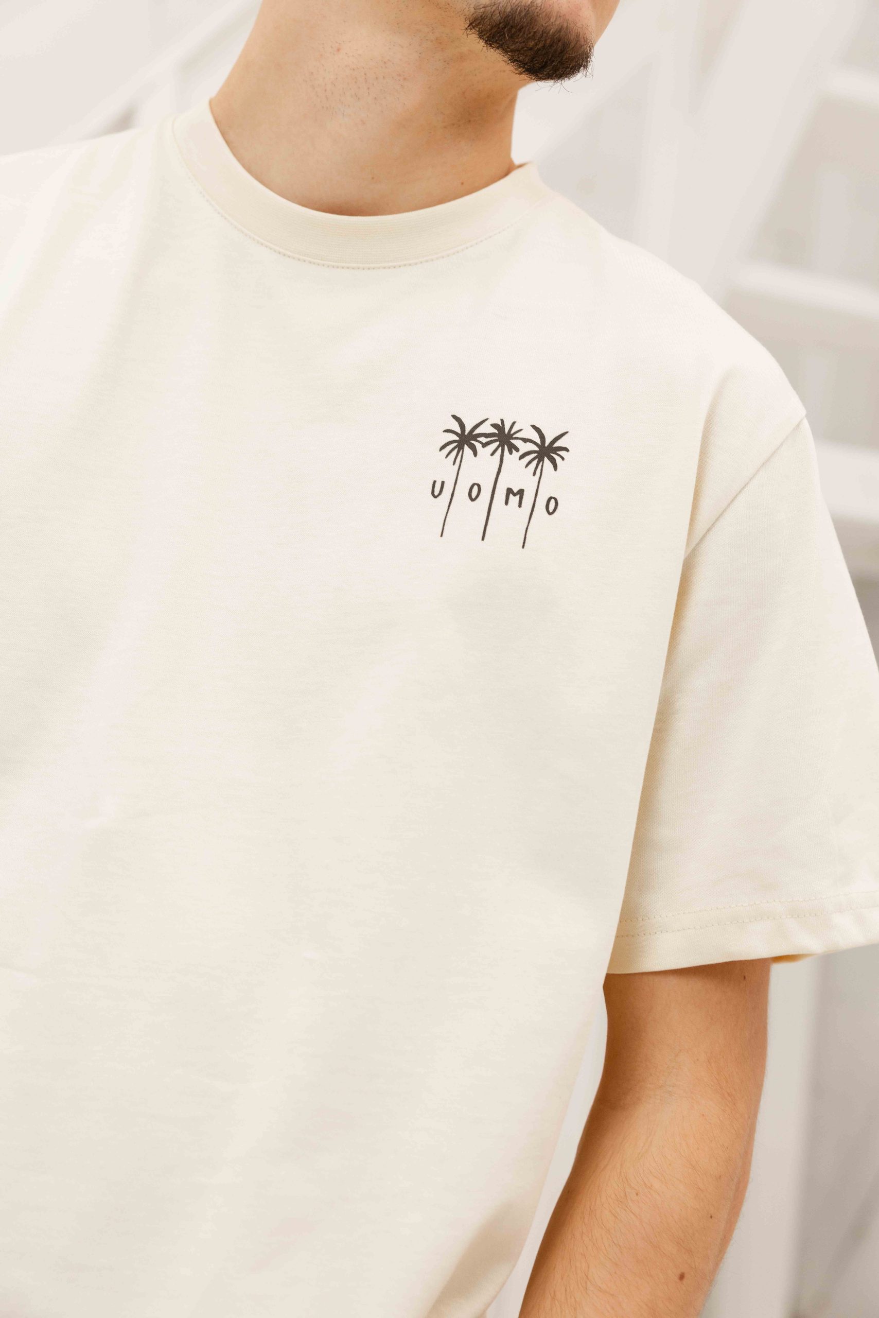 24 Uomo Palm T-Shirt Heren Beige