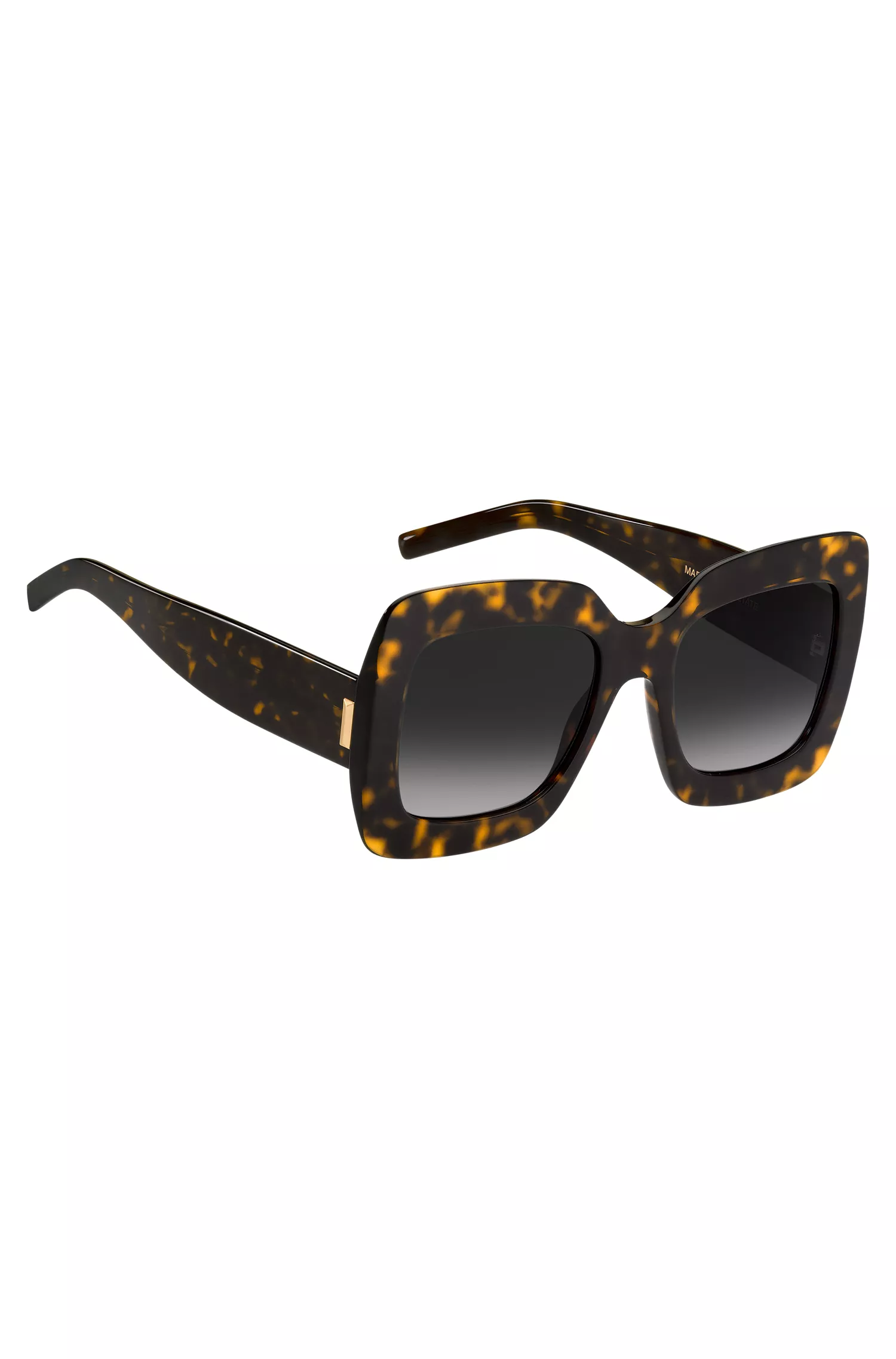 Óculos de sol BOSS em acetato preto Havana com detalhes exclusivos.