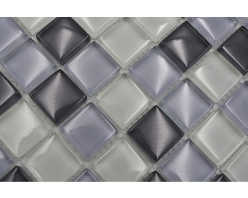 Glasmozaïek XCM 8125 30,2x32,7 cm grijs/zwart/wit