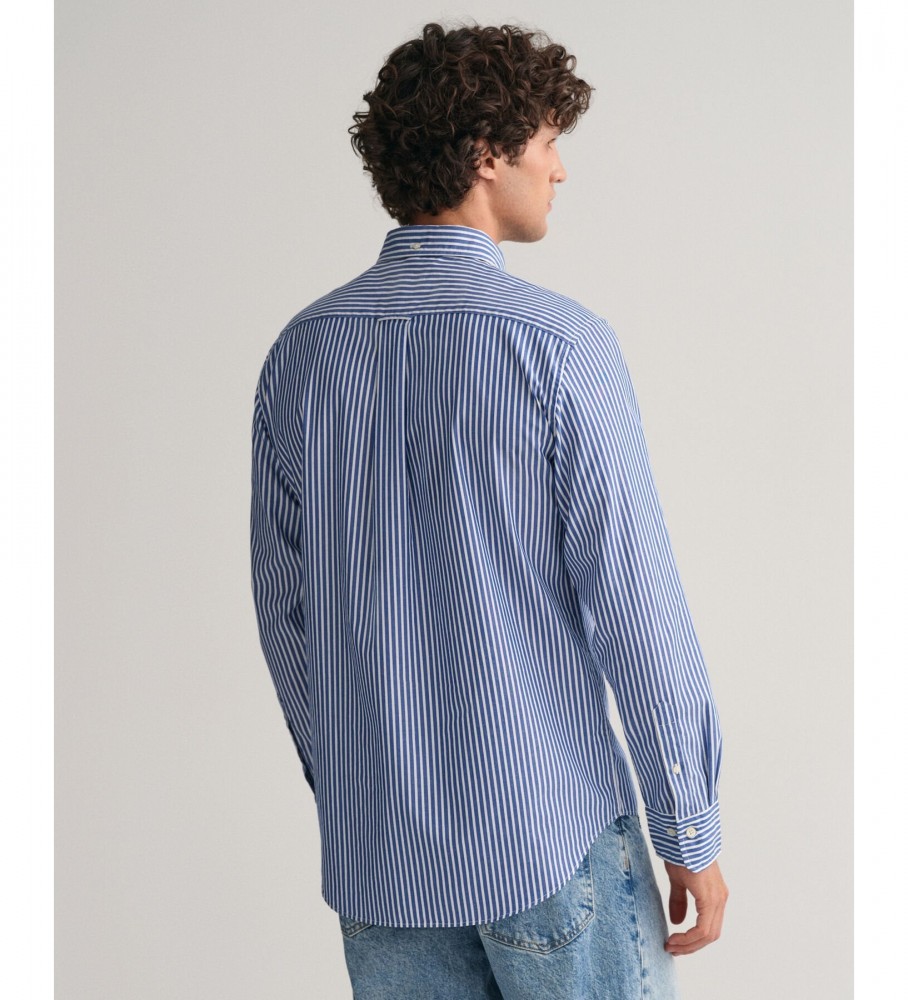 Camisa listrada Gant Regular Fit em popeline azul