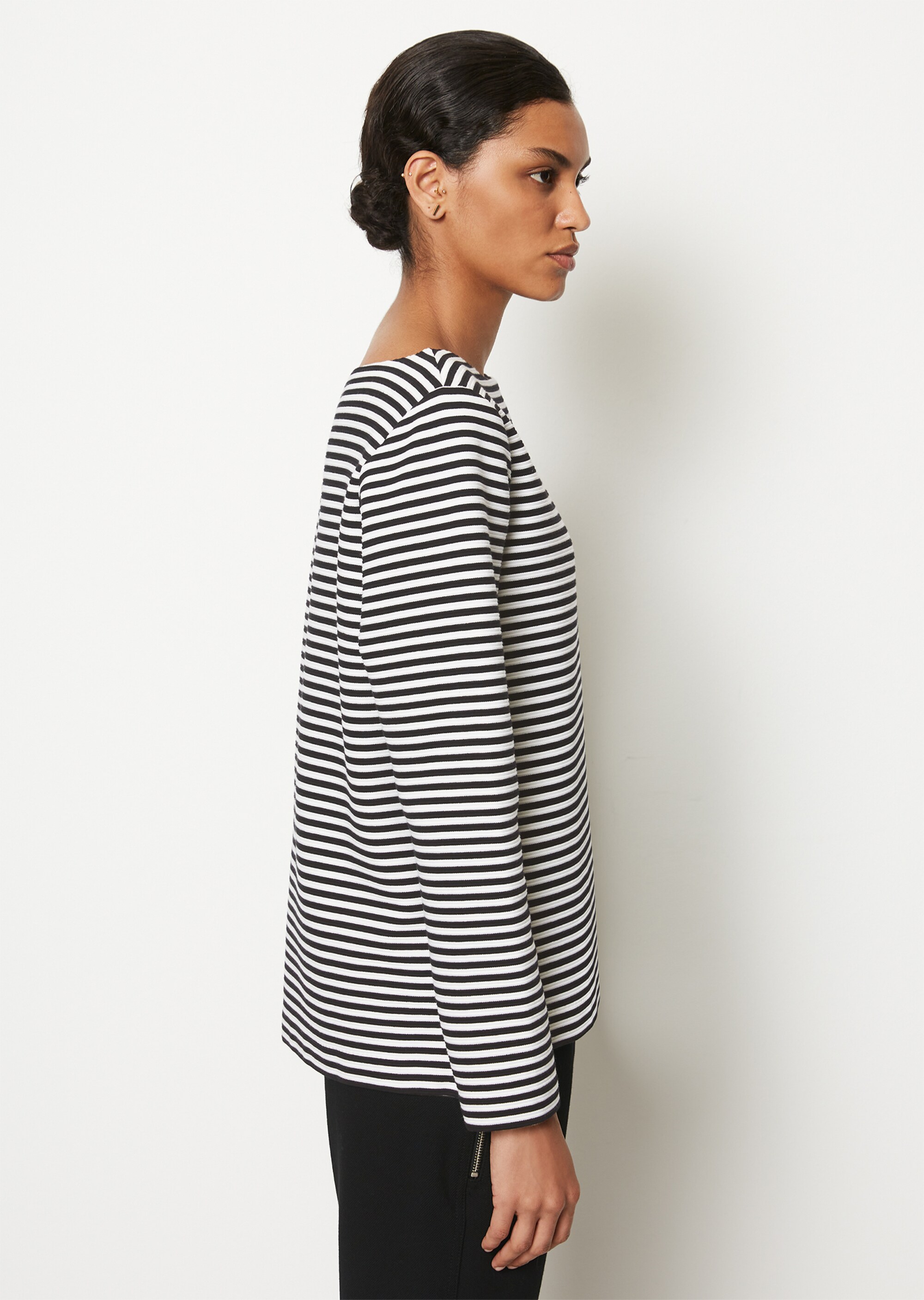 Streifen-Longsleeve regularaus Ottoman-Jersey