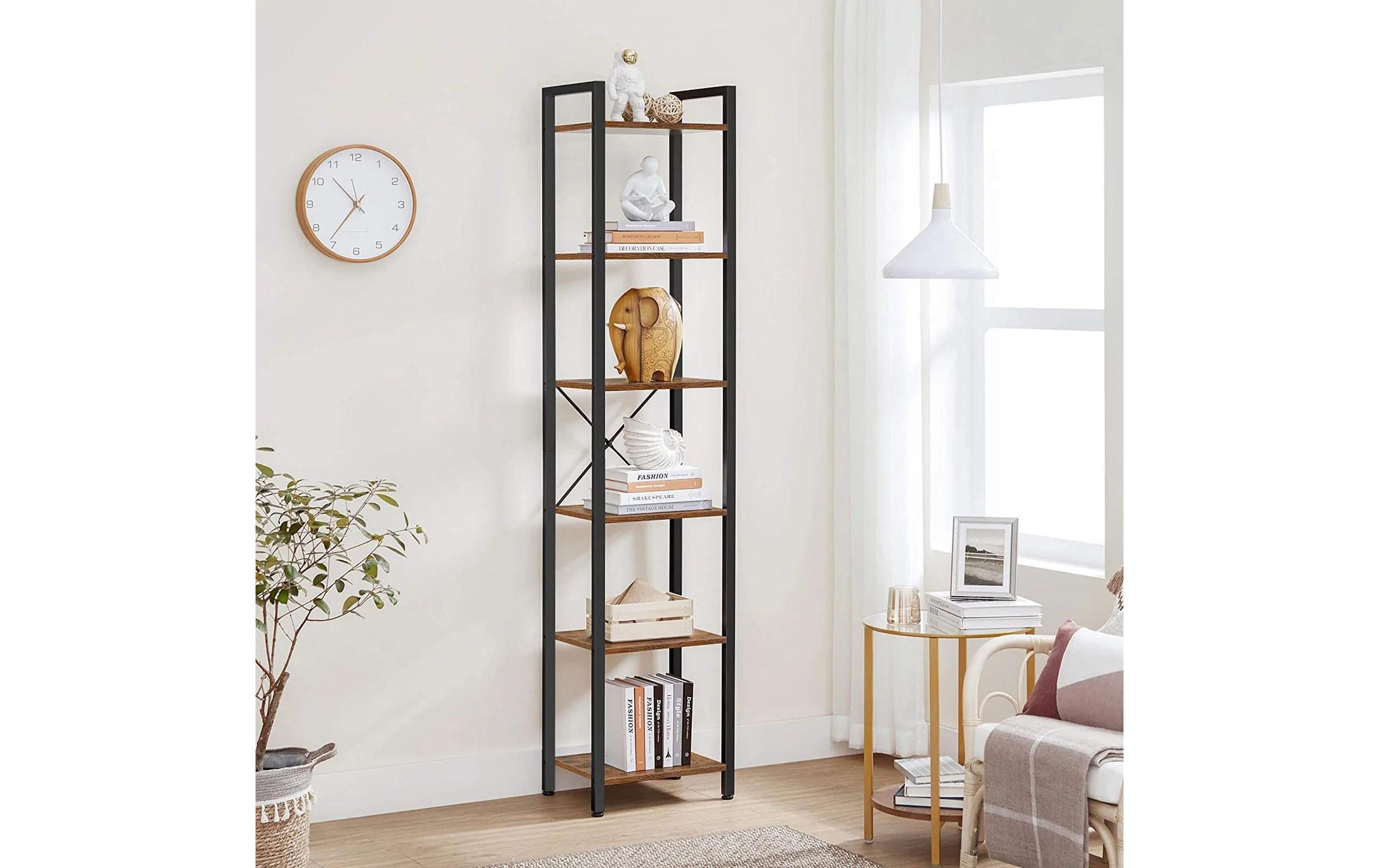Regal mit 6 Ebenen 40 x 178.6 cm, Braun/SchwarzBücherregal aus Holz