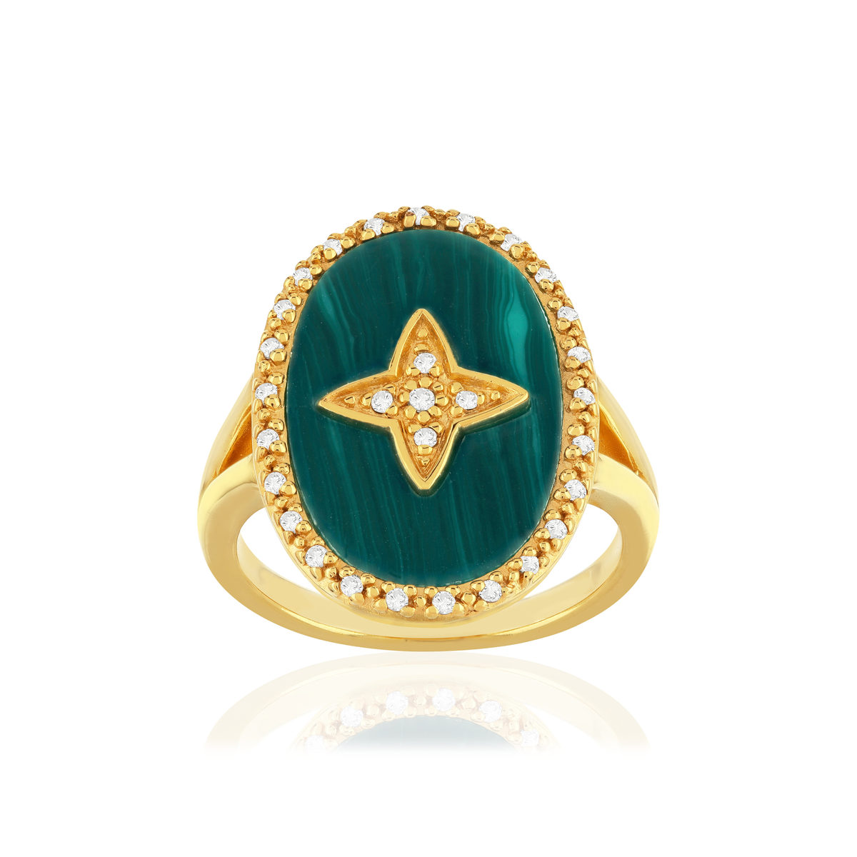 Bague plaqué or zirconias pierre imitation
