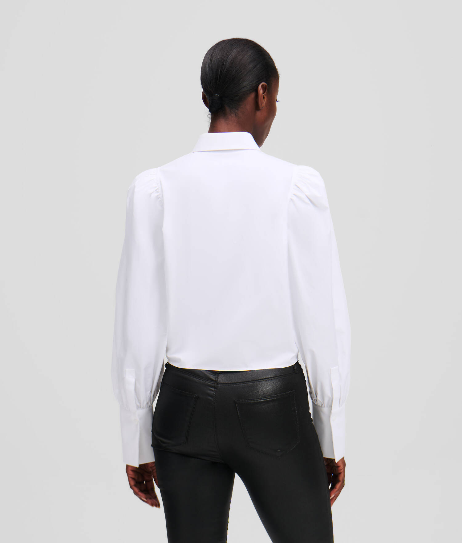 CHEMISE EN POPELINE À PLASTRON - Blanc